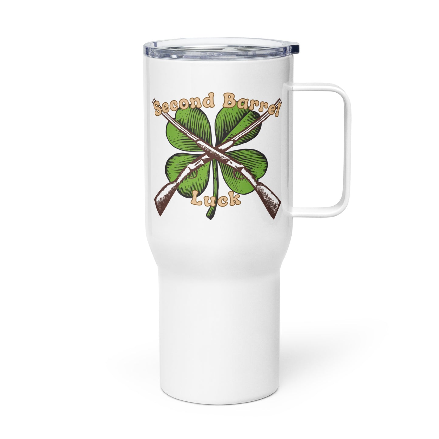 "Double Barrel Luck" - Travel mug with a handle