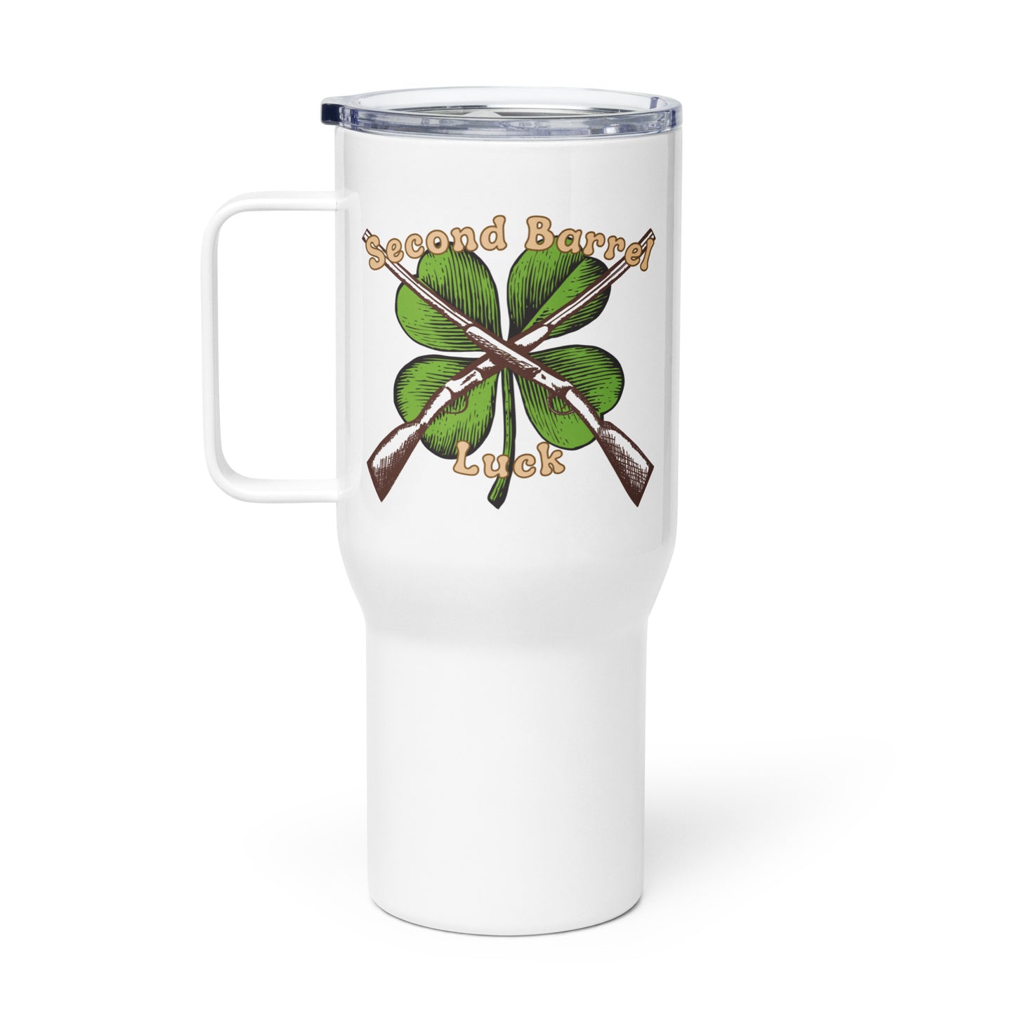 "Double Barrel Luck" - Travel mug with a handle